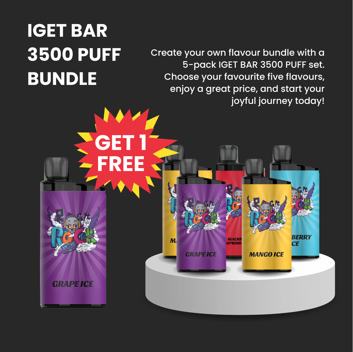 Any 5 x IGET Bar 3500 puffs get 1 free only $215